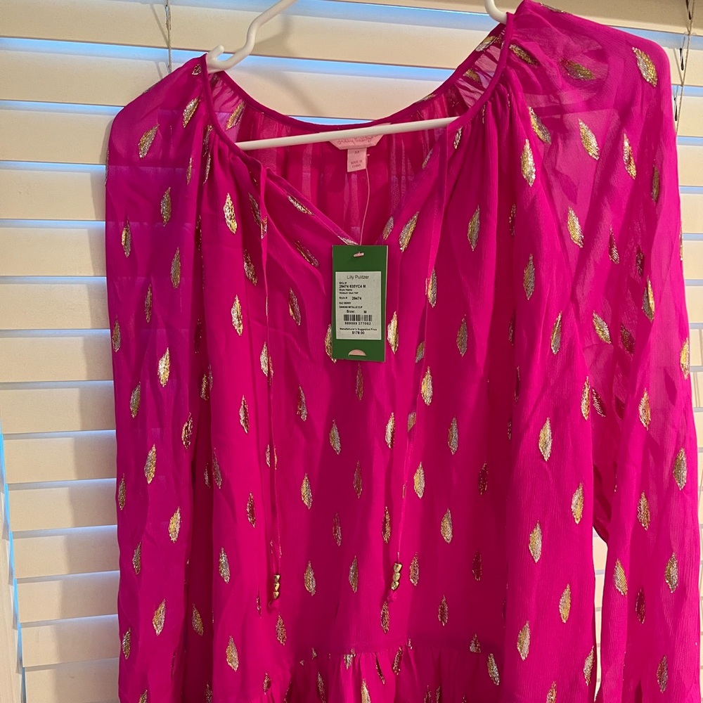 NWT Lilly Pulitzer Pink Metallic Top